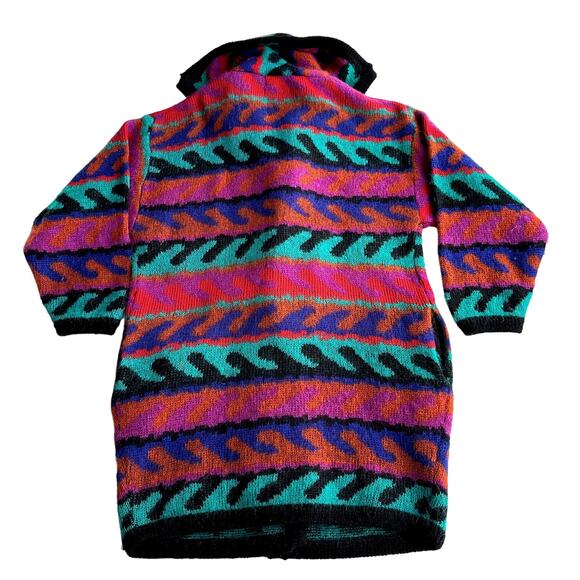 Tony Lambert VTG Wool Blend Art Wild Bright Open Front Cardigan Sweater Jacket M - Picture 3 of 10